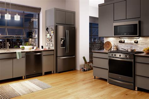 black stainless steel appliances with maple cabinets|kitchen layout black stainless appliances.